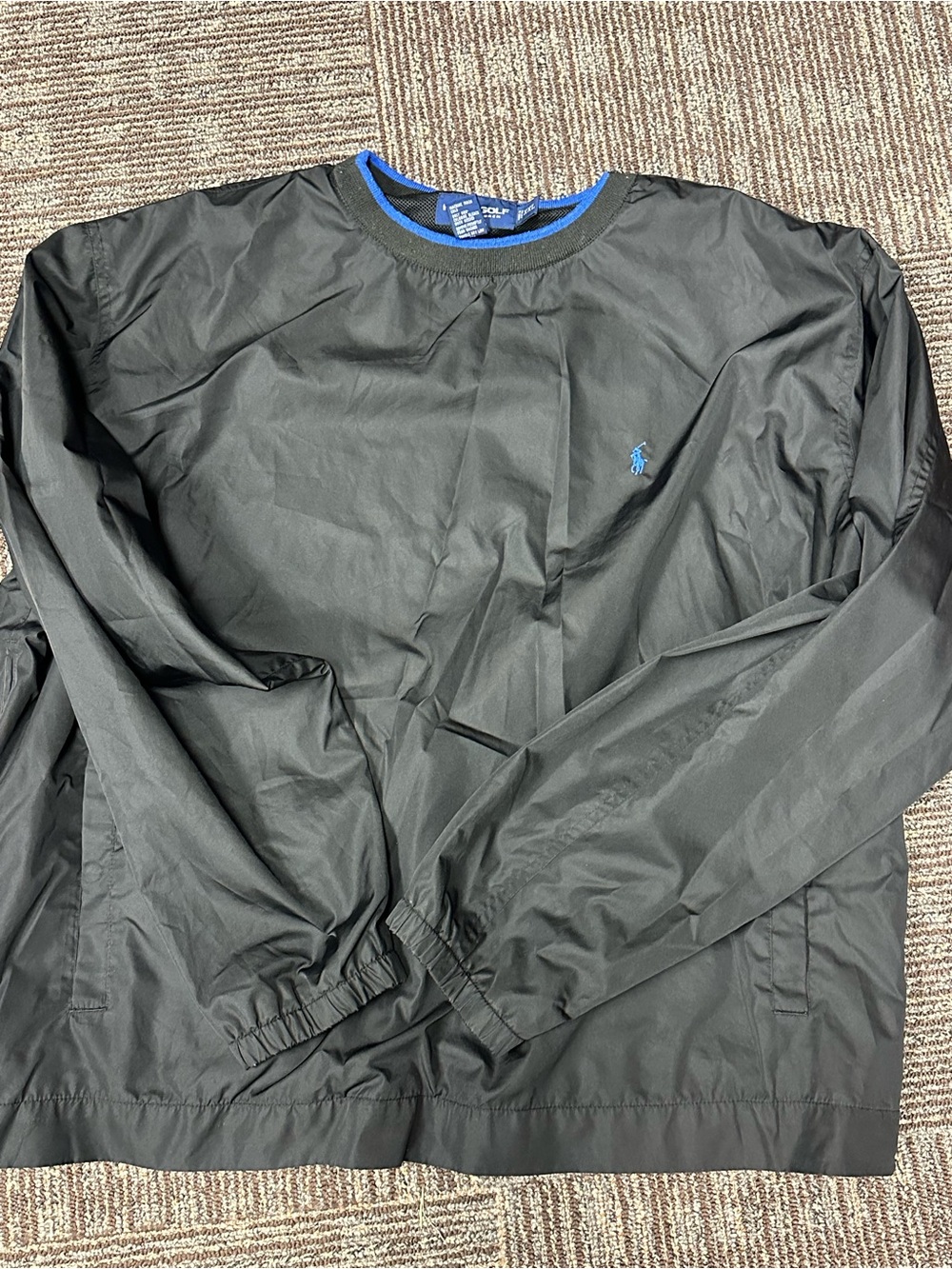 Polo by Ralph Lauren Black Windbreaker with Blue Logo Trim